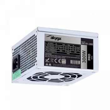 Akyga AK-S1-300 300 W SFX Power Supply, Passive PFC, 80 mm Fan, Black