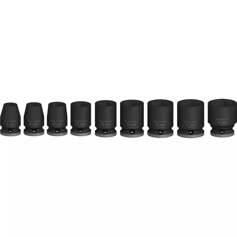 Set di bussole per avvitatore a impulsi Bosch 3/8 inch, 9 pezzi, nero, standard