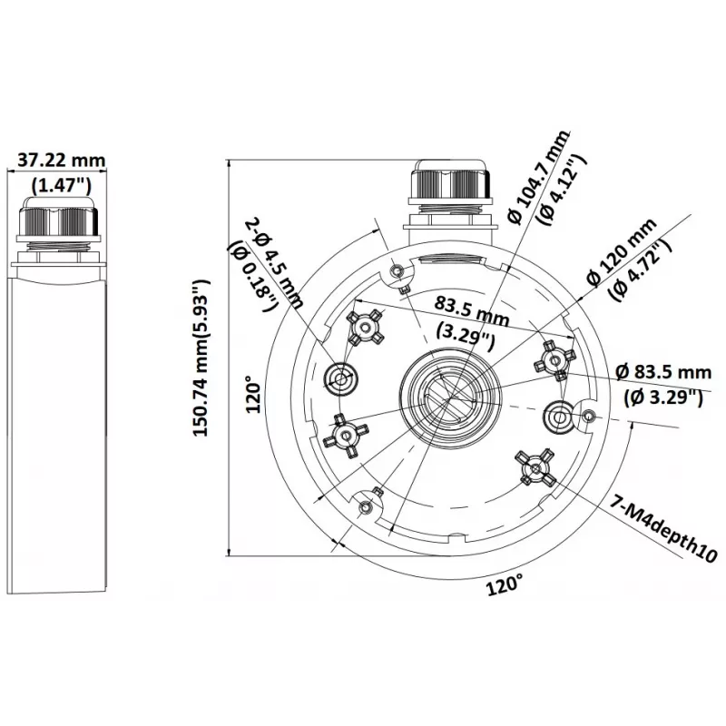 Scatola di giunzione Hikvision DS-1280ZJ-DM46 (nero)