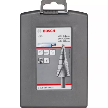 Set punte a gradino Bosch HSS con attacco a 3 facce per alluminio e plastica