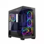 Case PC MODECOM Volcano Stellar 5F ATX Midi Tower, vetro temperato, 5 ventole preinstallate, USB‑C, supporta microATX/ATX, GPU max 420 mm, altezza dissipatore CPU 175 mm