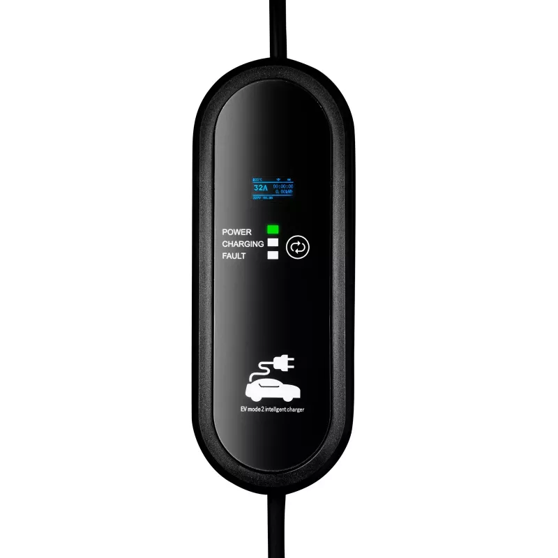 Akyga AK-EC-24 caricabatterie EV mobile, GB/T, connettore maschio CEE 5 pin, trifase, 32 A, 22 kW, LCD, 5 m