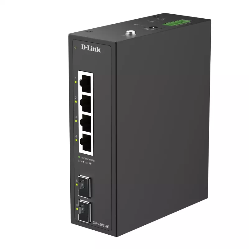 D-Link switch industriale unmanaged 6 porte Gigabit con 2 porte SFP