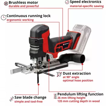 Professionale seghetto alternativo a batteria TP-JST 18/135 Li BL - Solo, 18 Volt (rosso/nero, senza batteria e caricabatterie)