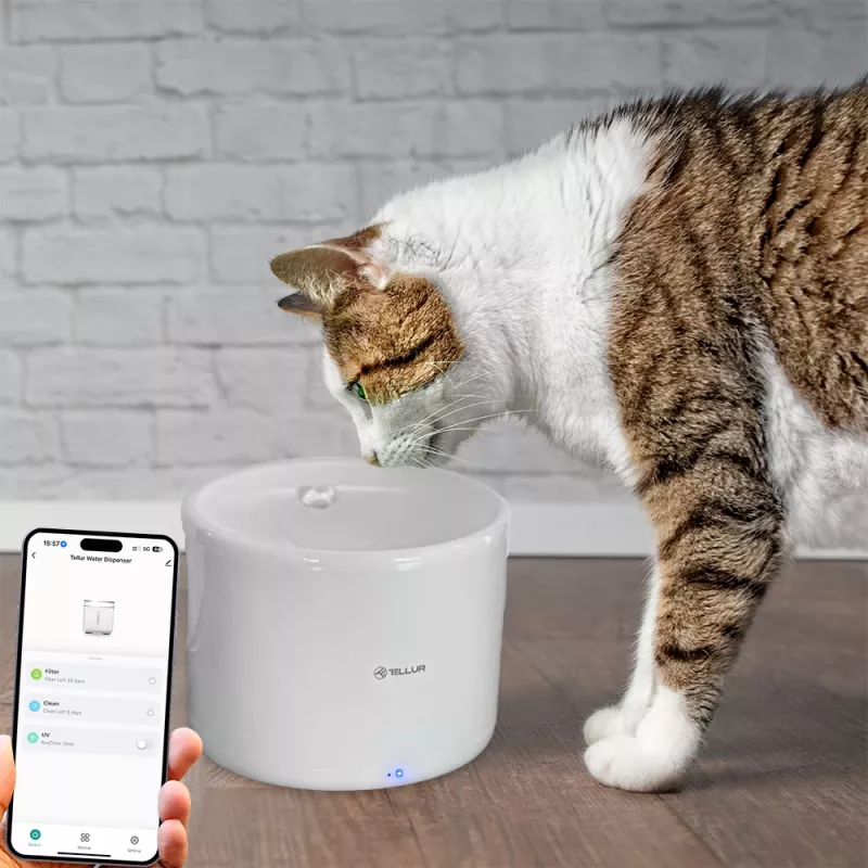 Abbeveratoio per animali Tellur TLL331471 2L bianco – ciotola automatica da 2 litri per gatti e cani di piccola taglia