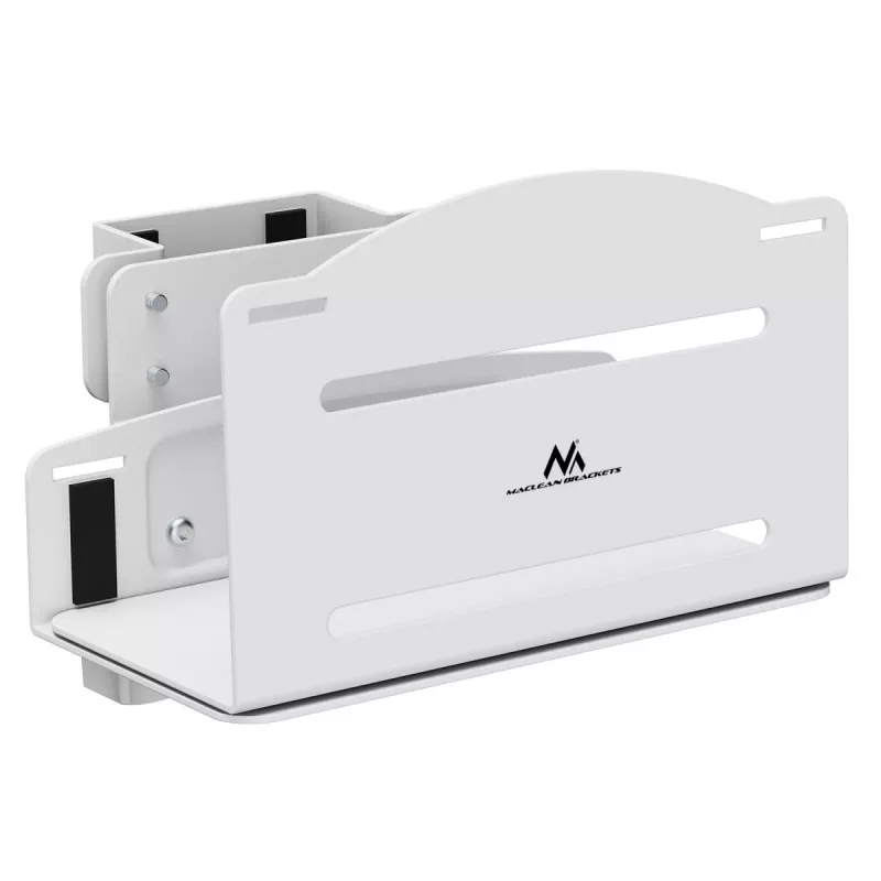 Supporto per CPU MACLEAN MC-116W, design regolabile in altezza e orientabile per il montaggio sottoscrivania