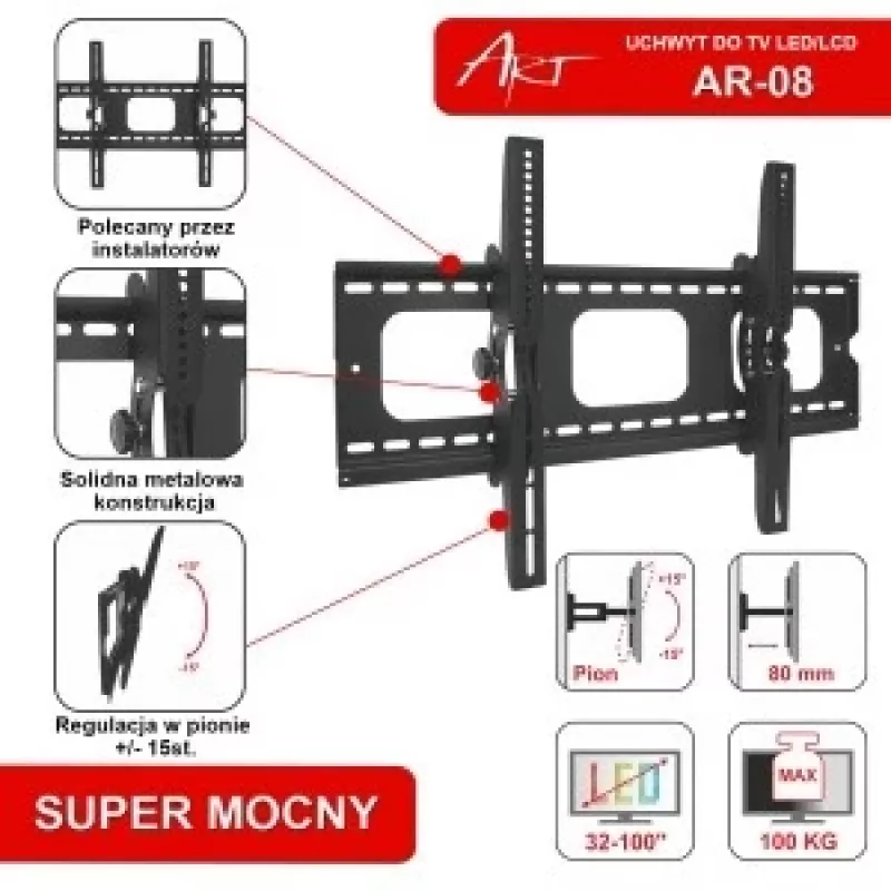 Supporto ART AR-08 (60-100; max. 100kg) nero