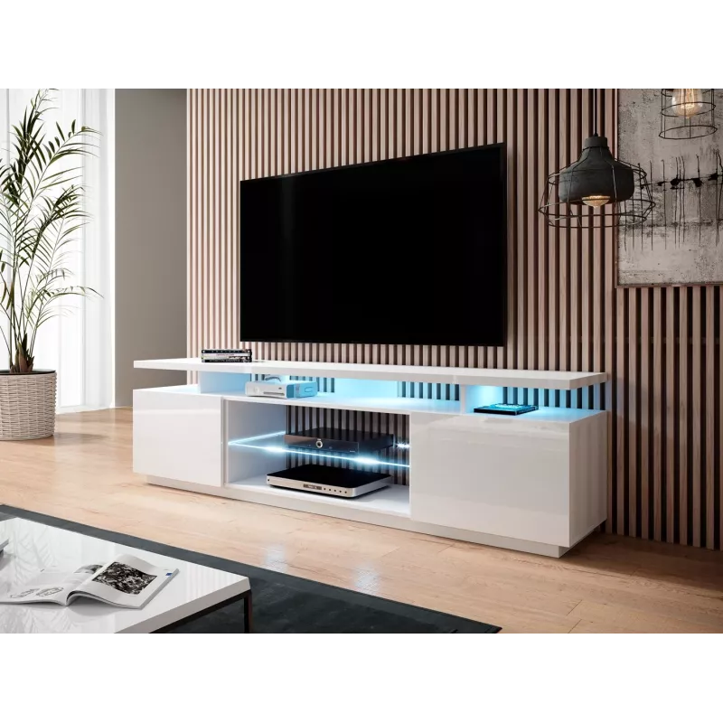 Mobile TV EVA 180x40x56 bianco/bianco lucido