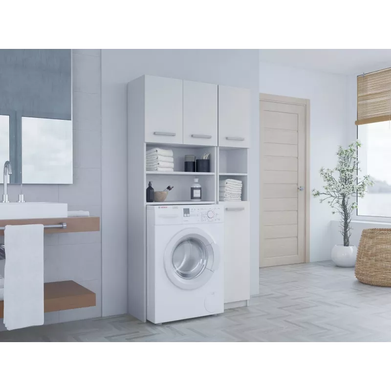 Mobiletto da bagno Top e shop ZESTAW MARPOL BIEL — freestanding, struttura bianca, 10 ripiani