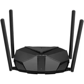 Router da tavolo MERCUSYS MR85X AX3000 dual band Wi-Fi 6, 3000 Mbit/s, 4 antenne, 3 porte Gigabit LAN, nero
