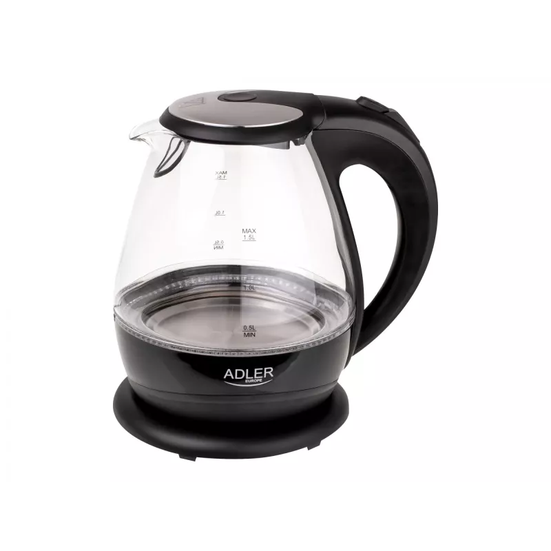 Bollitore | Adler | Bollitore | AD 1224 | Standard | 2000 W | 1,5 L | vetro | base girevole a 360° | nero