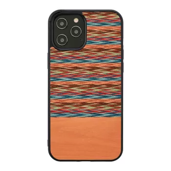 Custodia protettiva Man and Wood per iPhone 12 / 12 Pro — motivo a quadri marrone con cornice nera
