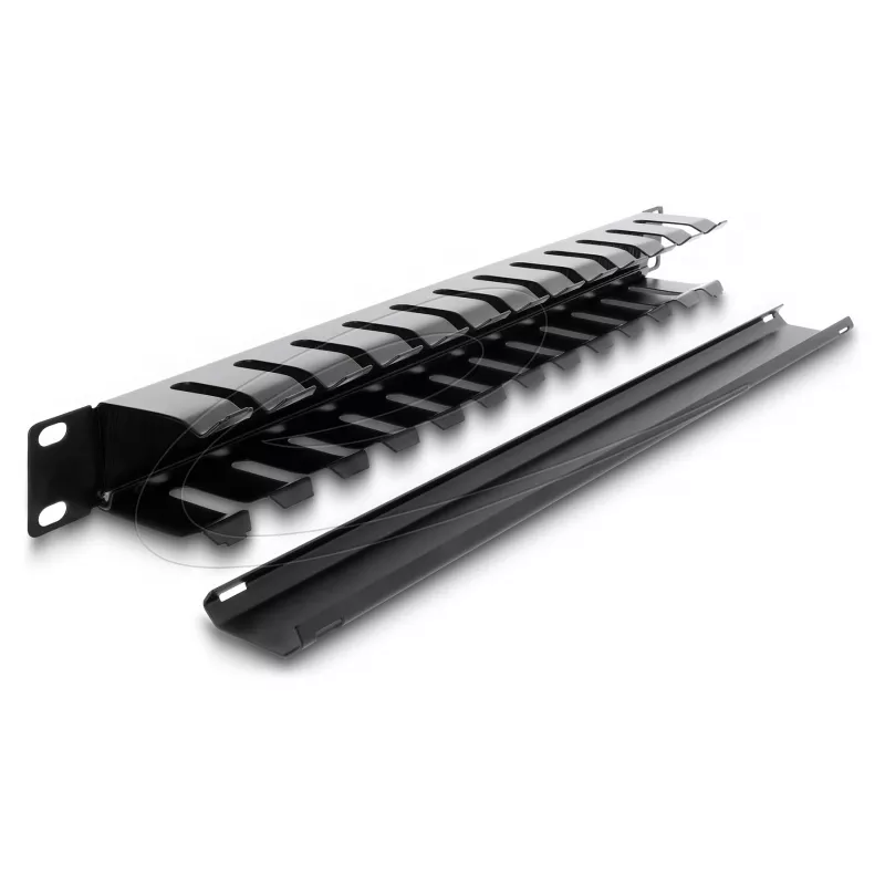 Delock 67628 pannello di gestione cavi da 19" con spazzola, 1U, nero