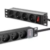 Qoltec PDU in alluminio per RACK 10'' | 1U | 16A | 4xFRENCH | 1,8m