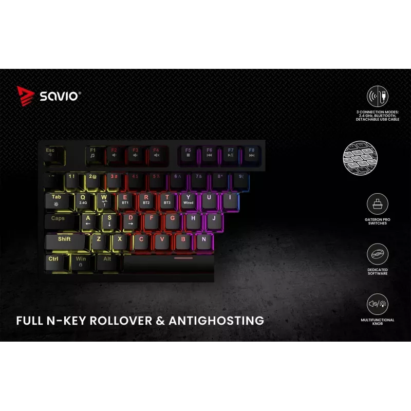 Tastiera gaming Savio Phenix SAVGK-RED USB RF Wireless Bluetooth QWERTY