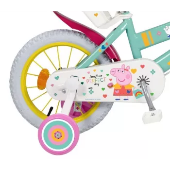 Bicicletta per bambini Toimsa Peppa Pig ruote da 14 pollici, verde, per circa 3–5 anni, freni a cerchione anteriore e posteriore, pneumatici