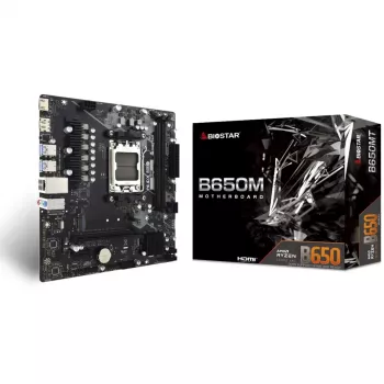 Scheda madre BIOSTAR B650MT Micro ATX, AMD B650, Socket AM5, DDR5, 2x DIMM, 96GB, 1x M.2, 4x SATA III, Gigabit LAN