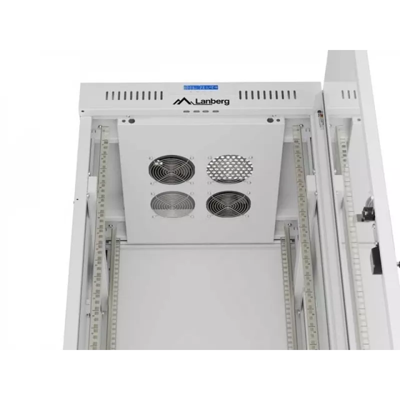 Armadio rack a pavimento LANBERG 19 pollici 32U 600×600 mm grigio con porte perforate e LCD (flat pack)