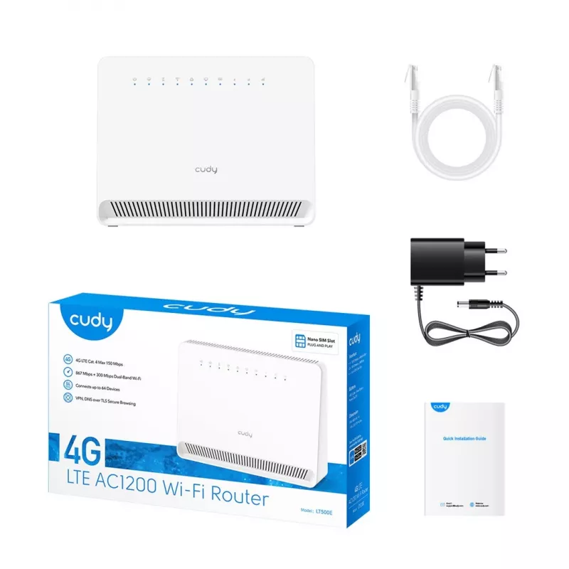 Router wireless Cudy LT500E Fast Ethernet Dualband (2,4 GHz / 5 GHz) 4G bianco