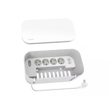 Ciabatta LogiLink LPS281U 4 prese di sicurezza 2 USB-A 1 USB-C bianca
