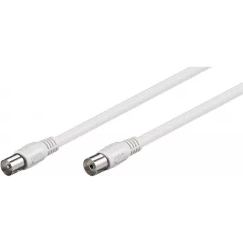 Goobay cavo antenna (classe A, >85 dB), schermatura doppia, 2 m, bianco - connettore maschio coassiale > connettore femmina coassiale (completamente schermato) (66614)