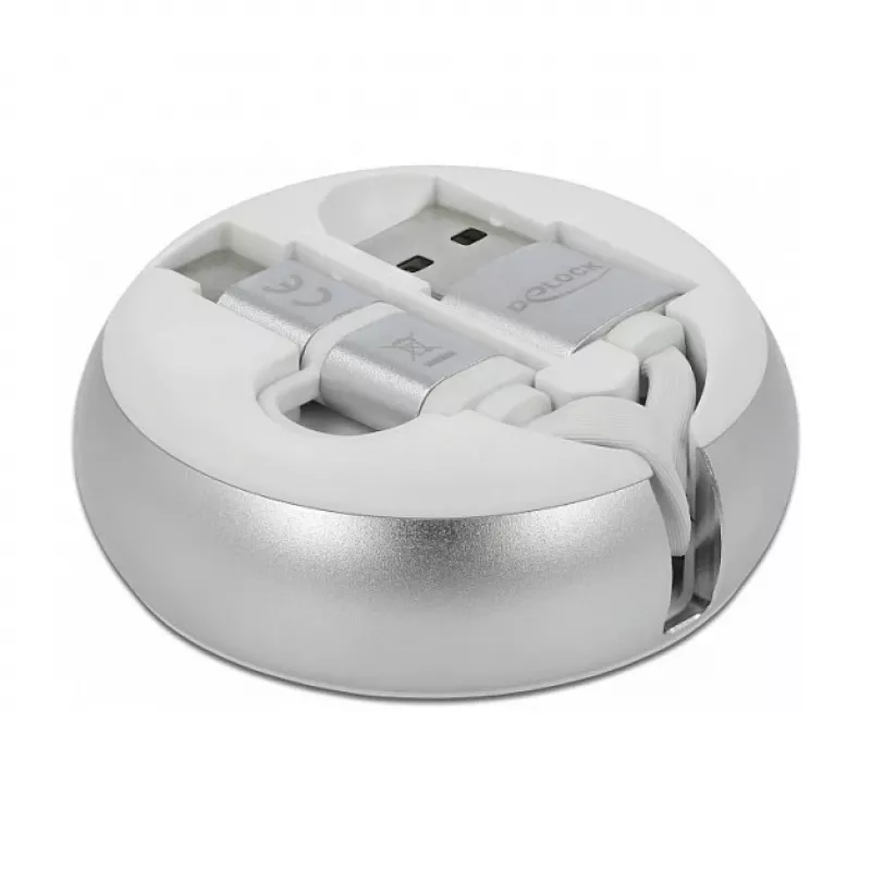 Cavo avvolgibile DeLOCK USB 2.0 2 in 1 Type-A su Micro-B e USB-C™