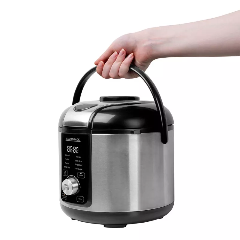 Cuociriso GASTROBACK Rice Control Low Carb & Steam, 3 L, 450 W, nero/acciaio inox