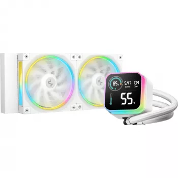 Dissipatore CPU a liquido DeepCool LQ240 White con radiatore in alluminio da 240 mm, 2 ventole RGB da 120 mm, tubi da 41 cm
