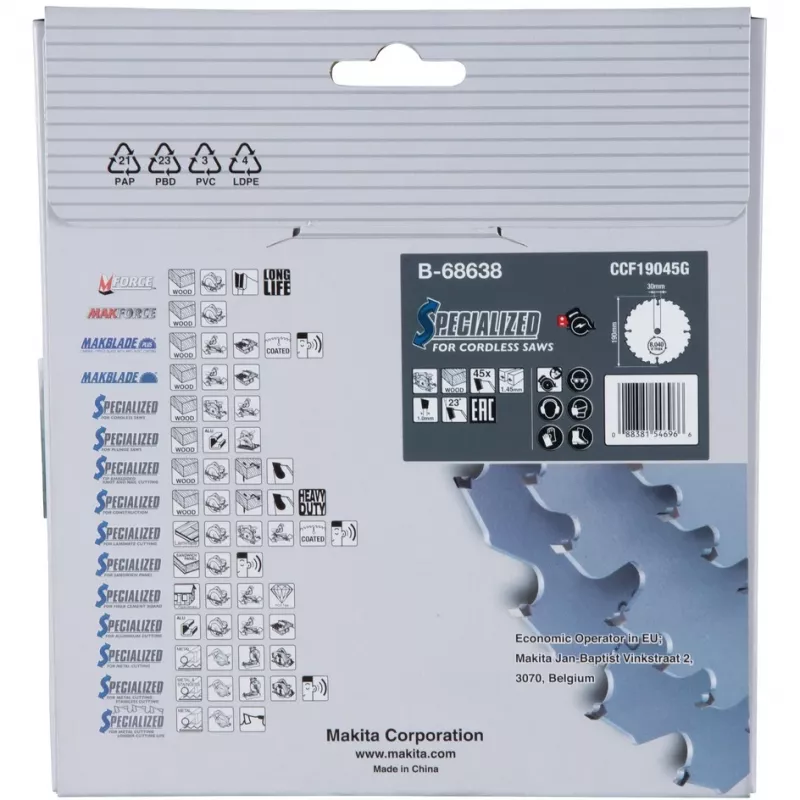 Makita Efficut - lama circolare - per legno, metallo - 190 mm - 45 denti (B-68638)