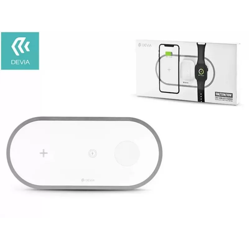 Caricatore wireless 3-in-1 Devia V4 10W — per smartphone, Apple Watch, cuffie