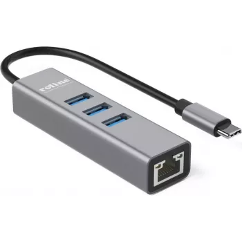 ROLINE adattatore USB Type-C - Gigabit Ethernet + hub 3x - digitale/dati (12.02.1127)