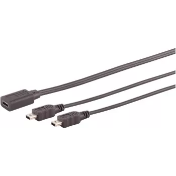 Cavo USB S/CONN 13-20022 USB 2.0 0,3 m USB-C 2x Mini-USB-B nero