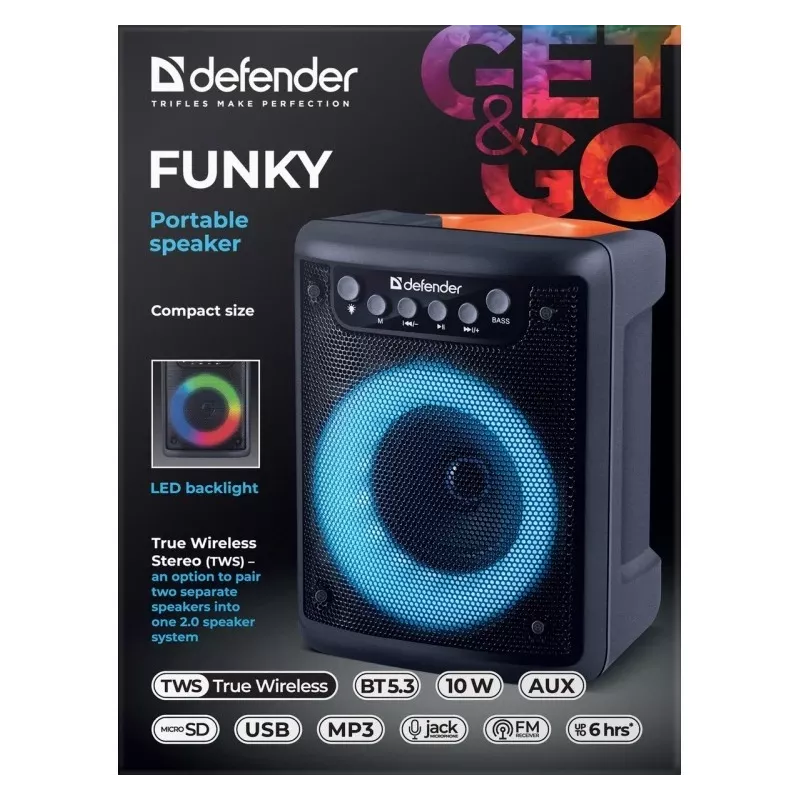 Diffusore Bluetooth FUNKY 10W, 65053, DEFENDER