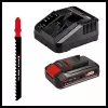Einhell TC-JS 18/70 Li seghetto alternativo a batteria 4321280, Power X-Change, 18 V, 2700 corse/min, profondità di taglio 70 mm, con batteria da 2,5 Ah e caricabatterie, rosso/nero