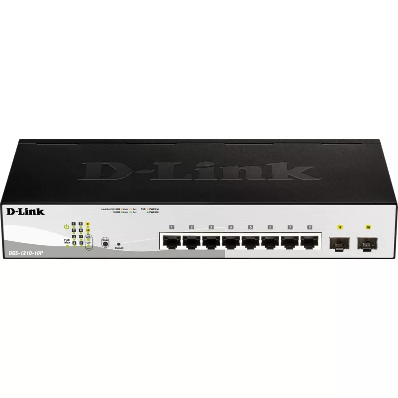 Switch D-Link DGS-1210-10P Managed L2 Gigabit Ethernet (10/100/1000) Power over Ethernet (PoE) 1U nero