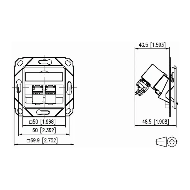 METZ CONNECT 130B12D21102-E - RJ-45 - 6a - -40 - 70 °C - Bianco - Acrilonitrile-butadiene-stirene (ABS) - Zinco - GHMT - CE