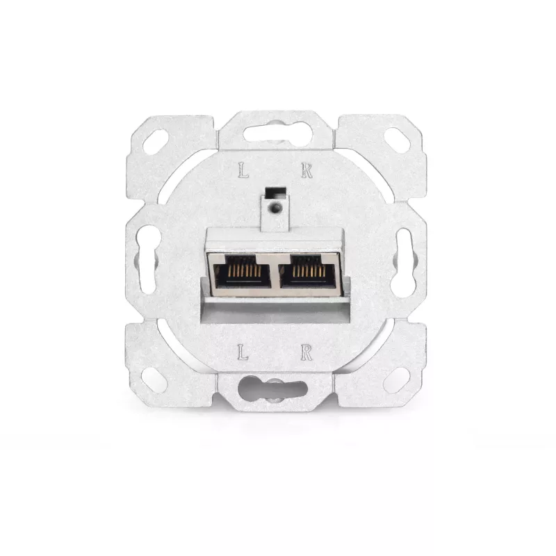 Presa dati CAT.6A, da parete, schermata, 2x RJ-45 LSA (bianco, 5 pezzi, classe E)