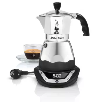 Caffettiera moka elettrica BIALETTI 3 tazze Moka Timer, display LED programmabile, corpo in alluminio, serbatoio della caffettiera