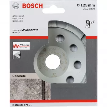 Disco diamantato a tazza Bosch 2608601573 125 mm di diametro, foro 22,23 mm per calcestruzzo