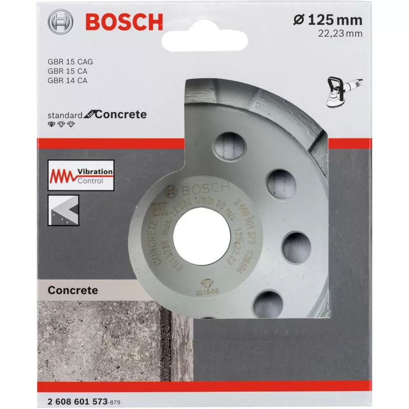 Disco diamantato a tazza Bosch 2608601573 125 mm di diametro, foro 22,23 mm per calcestruzzo