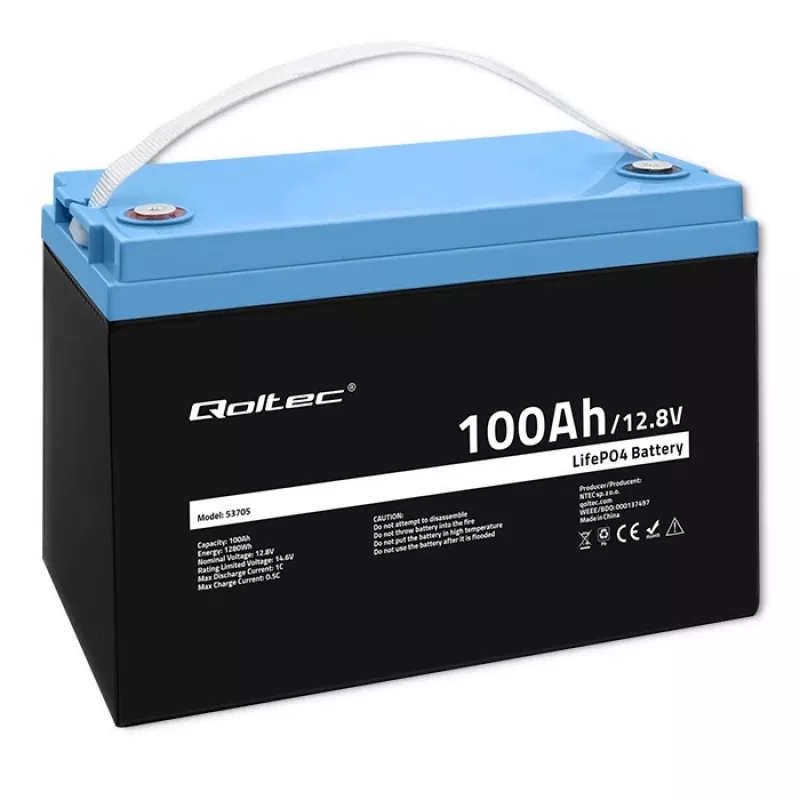 Batteria Qoltec 53705 litio ferro fosfato 100 Ah 12,8 V
