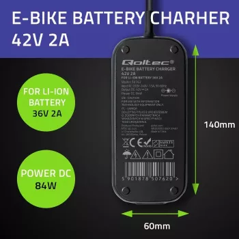 Caricabatterie QOLTEC per e-bike Bosch 50762 36V/42V 2A