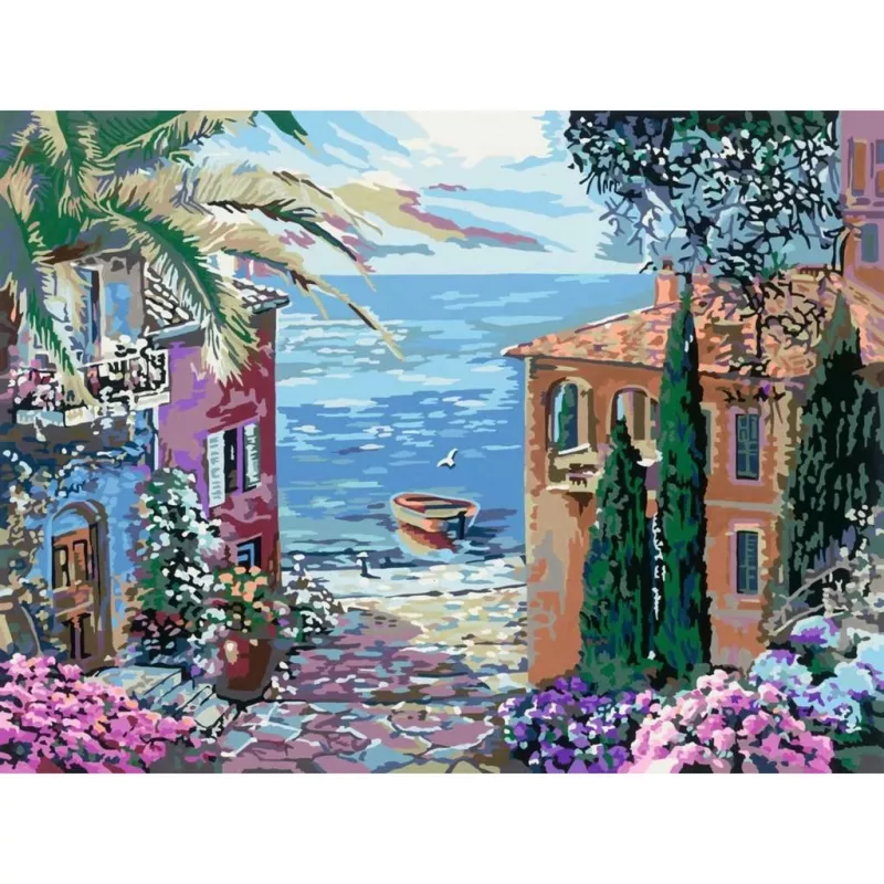 Set da pittura Ravensburger CreArt Paesaggio mediterraneo 23913 — set pittura con numeri