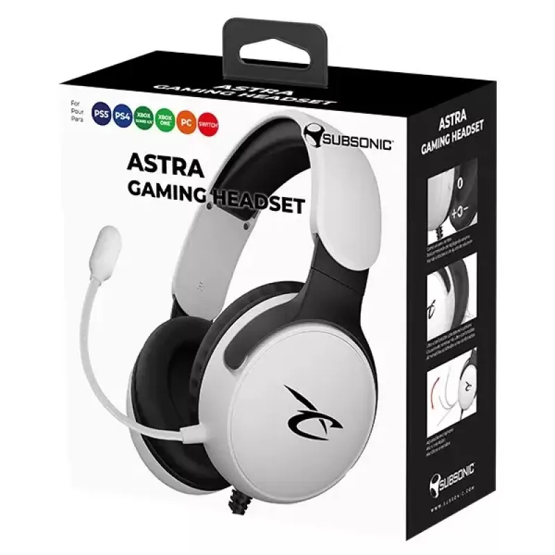 Headset Subsonic Astra cuffie gaming bianco/nero SA5683-1