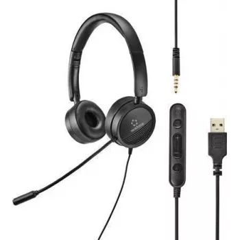 Cuffie PC Renkforce RF-HS-360 USB stereo on ear nero (RF-4737358)