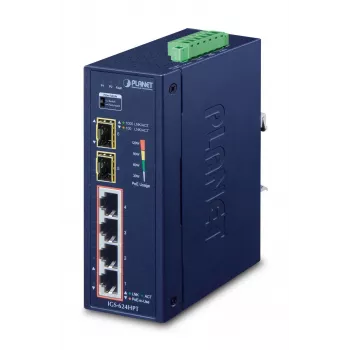 Switch di rete PLANET IGS-624HPT Unmanaged Gigabit Ethernet (10/100/1000) Power over Ethernet (PoE) blu