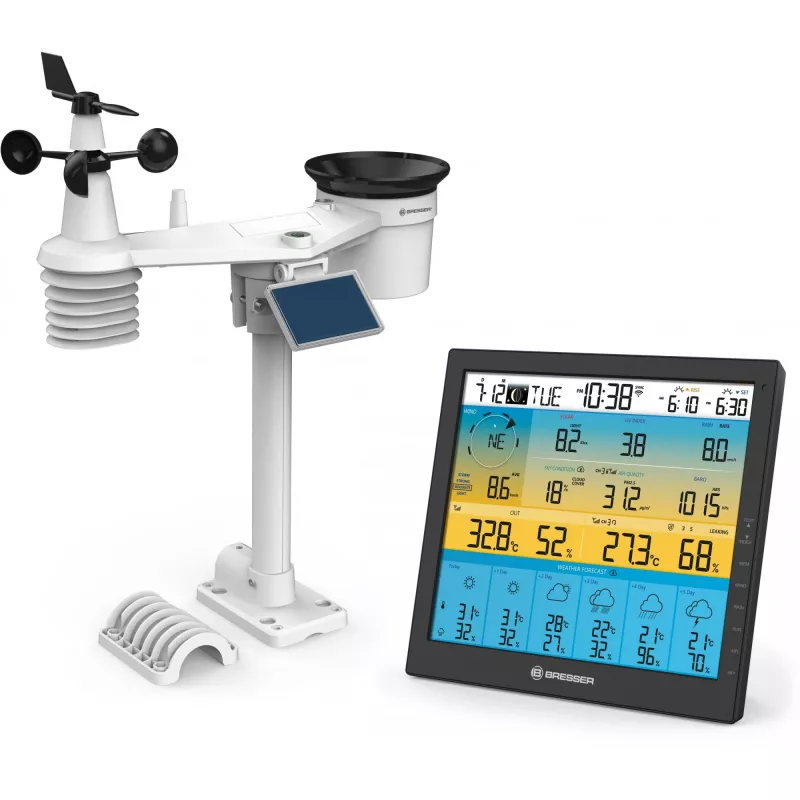Bresser 7003220 Weather Center 7-in-1 Solar 6-Day 4cast Pro SF stazione meteo digitale, LCD, nera