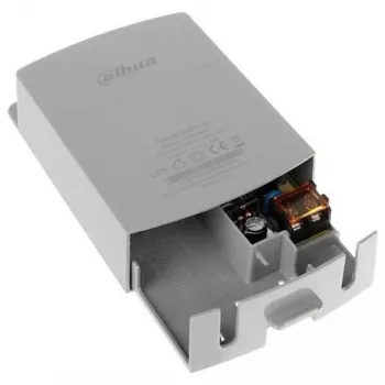 Alimentatore DAHUA PFM300 — per telecamere, ingresso 180–264 V 50–60 Hz, compatto 37 × 88 × 138 mm, grigio