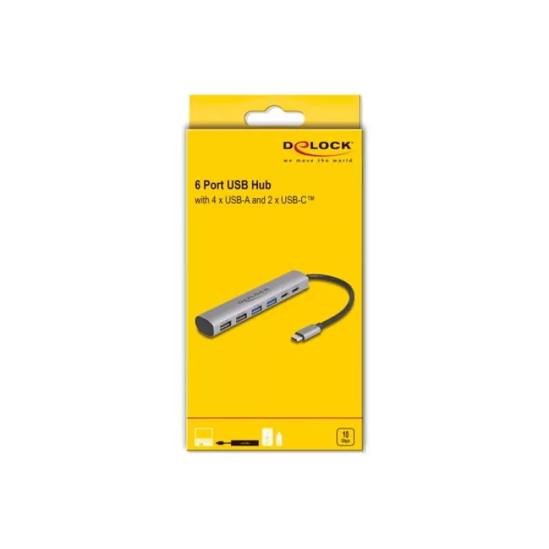 Dock per laptop DeLOCK 64232 con filo USB 3.2 Gen 1 Type-A Type-C grigio