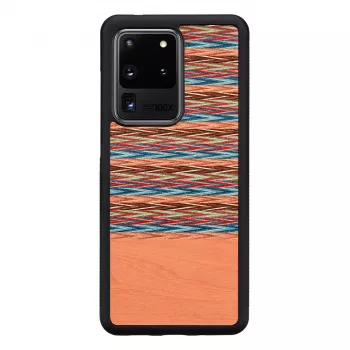 Custodia per cellulare Man and Wood per Samsung Galaxy S20 Ultra — motivo a quadri marrone con bordo nero